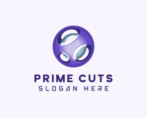 3D Purple Futuristic Sphere logo design