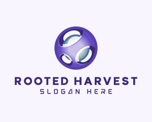 3D Purple Futuristic Sphere logo design