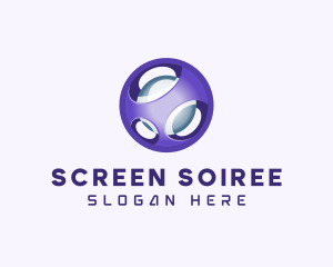 3D Purple Futuristic Sphere logo design