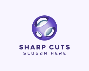 3D Purple Futuristic Sphere logo design