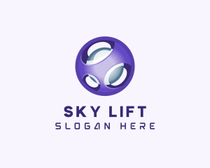 3D Purple Futuristic Sphere logo design