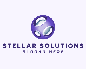 3D Purple Futuristic Sphere logo design