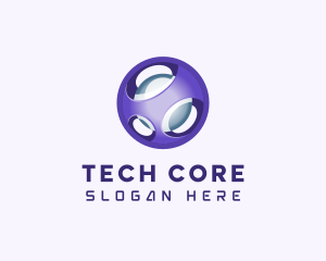 3D Purple Futuristic Sphere logo design