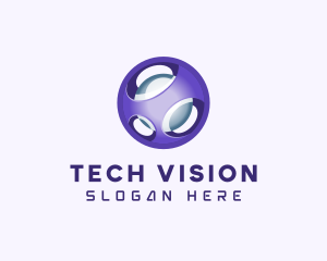 3D Purple Futuristic Sphere logo design