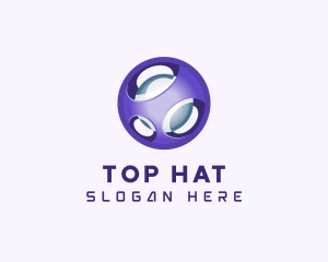 3D Purple Futuristic Sphere logo design