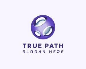 3D Purple Futuristic Sphere logo design