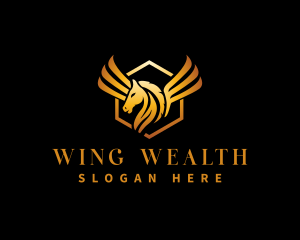 Equestrian Horse Wings logo design