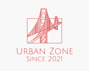 Red Outline Bridge  logo design