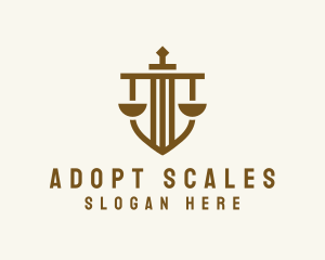 Judicial Justice Scale Shield logo design