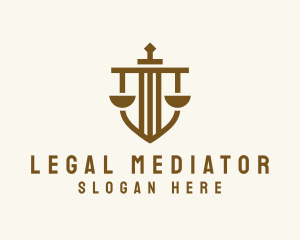 Judicial Justice Scale Shield logo design