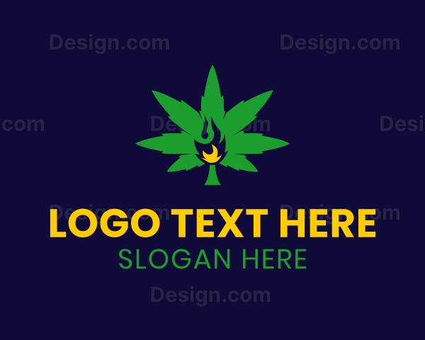 Cannabis Leaf Flame Logo