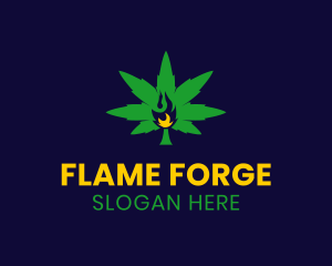 Cannabis Leaf Flame logo design