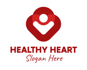 Red Person Heart  logo design