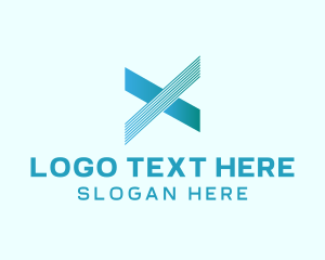 Blue Line Motion Letter X logo design