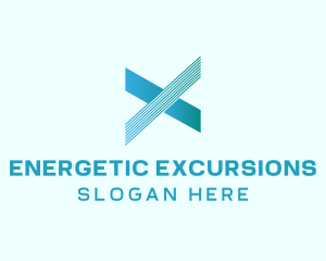 Blue Line Motion Letter X logo design