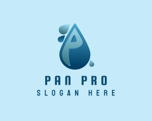 Water Droplet Letter P logo design