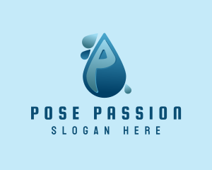 Water Droplet Letter P logo design