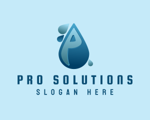 Water Droplet Letter P logo design