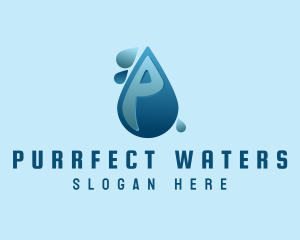 Water Droplet Letter P logo design