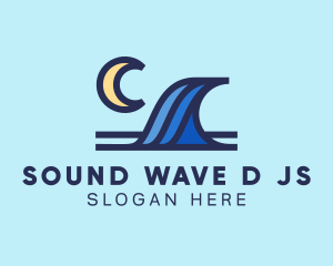 Surf Wave Moon logo design