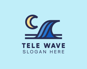 Surf Wave Moon logo design