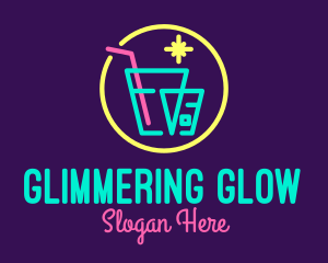 Neon Drinking Bar logo design