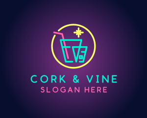 Neon Drinking Bar logo design