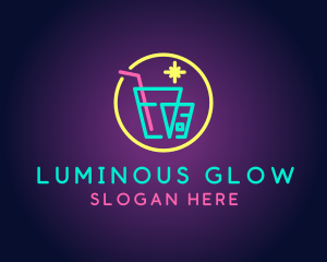 Neon Drinking Bar logo design