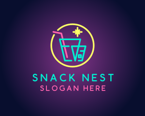 Neon Drinking Bar logo design