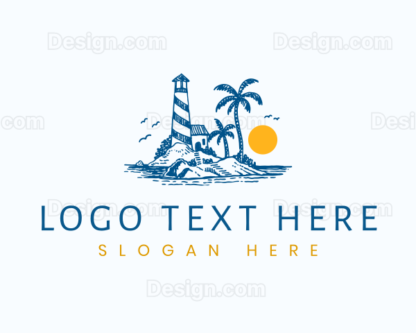 Beach Lighthouse Island Logo