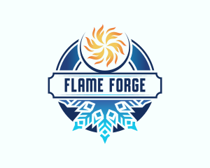 Snowlflake Cooling Flame logo design