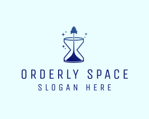 Space Rocket Hourglass logo design