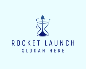 Space Rocket Hourglass logo design