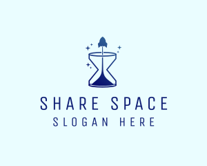 Space Rocket Hourglass logo design