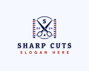 Scissors Groomer Barbershop  logo design