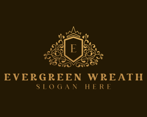 Wreath Crown Shield logo design