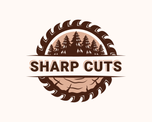 Saw Woodcutting Tree logo design