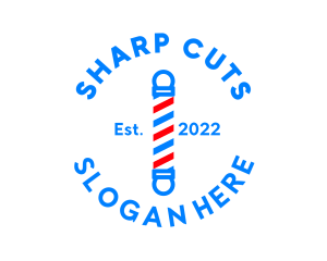 Geometric Barber Pole Badge logo design