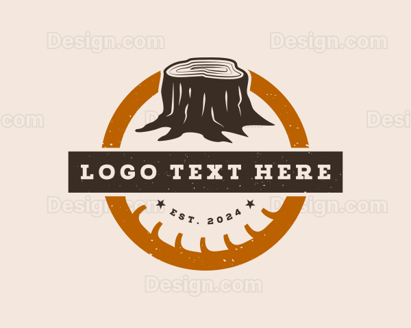 Tree Stump Lumberjack Logging Logo