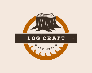 Tree Stump Lumberjack Logging logo design