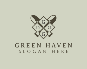 Landscaping Shovel Horticulture logo design