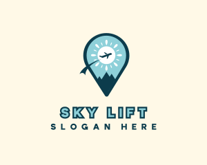 Travel Airplane Location Pin logo design