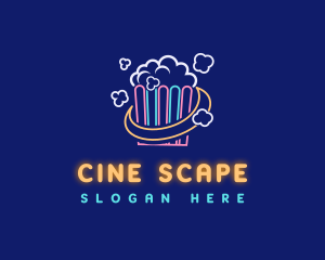 Cinema Popcorn Snack logo design