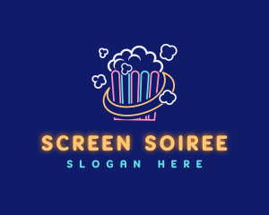 Cinema Popcorn Snack logo design