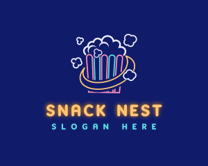 Cinema Popcorn Snack logo design