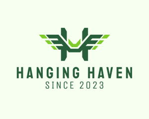 Green Wings Letter H logo design