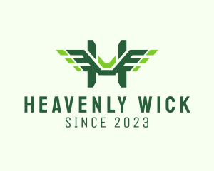 Green Wings Letter H logo design