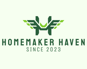 Green Wings Letter H logo design