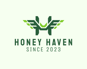 Green Wings Letter H logo design