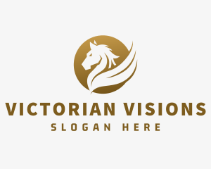 Luxurious Winged Horse  logo design